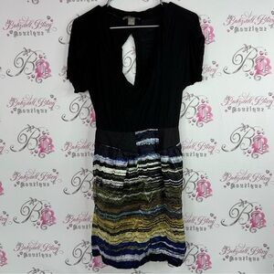 Hype dress swoop neck open keyhole back Black and Multicolor Mini Dress